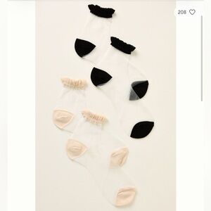 NWT Anthropologie Sheer Crew Socks, Set of (2) Pairs